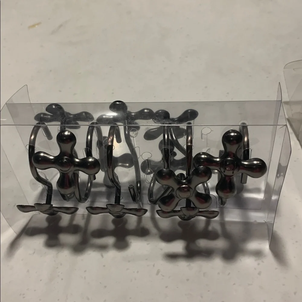 Water Tap Shower curtain hooks 12 pack Hot & Cold Metal hooks NEW Unique & Rare